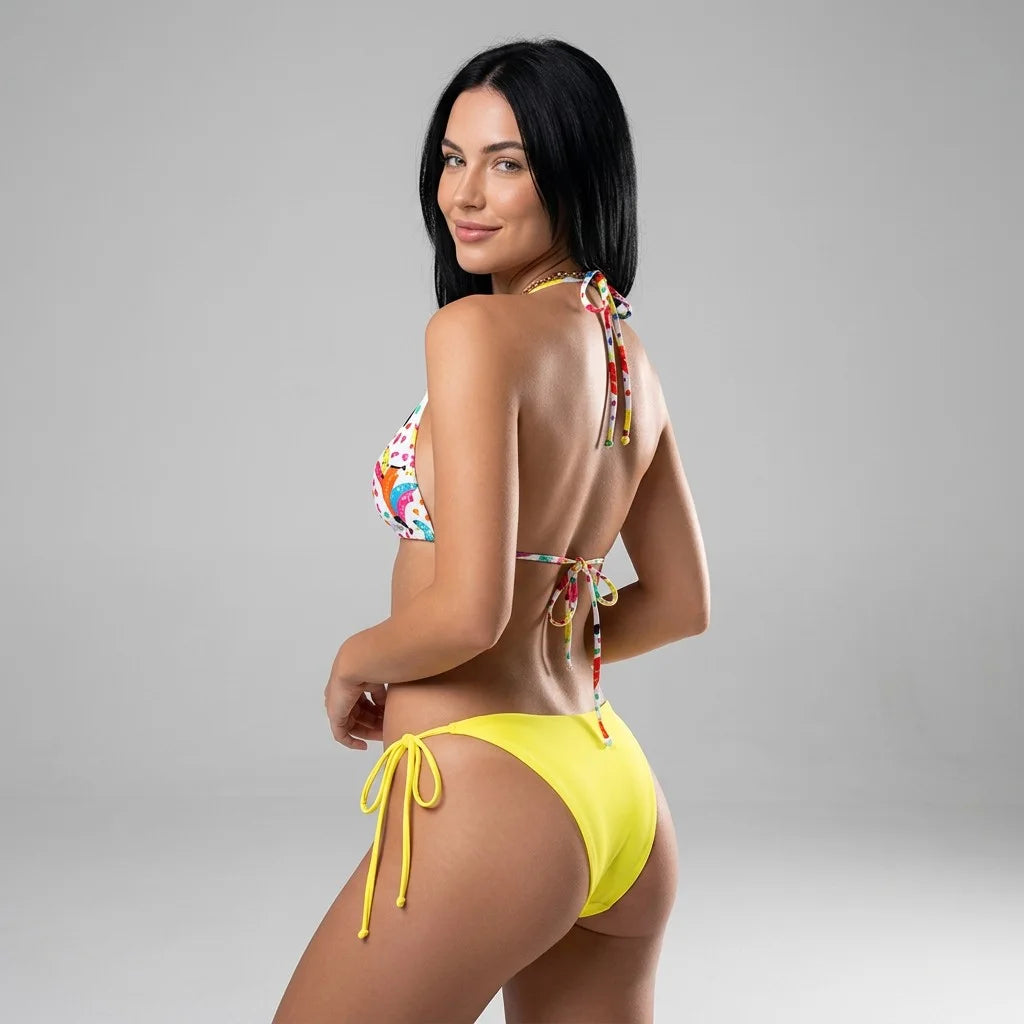 Fiesta Tie Bikini — Sun Yellow AI model back three quarter