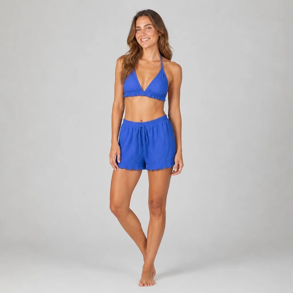 Textured Beach Swim Set — Cobalt Blue AI model variant main