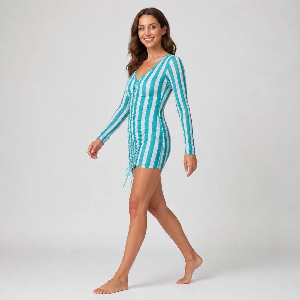 Tropic Mesh Aqua Stripe Swim Set — Aqua Stripe AI model variant main