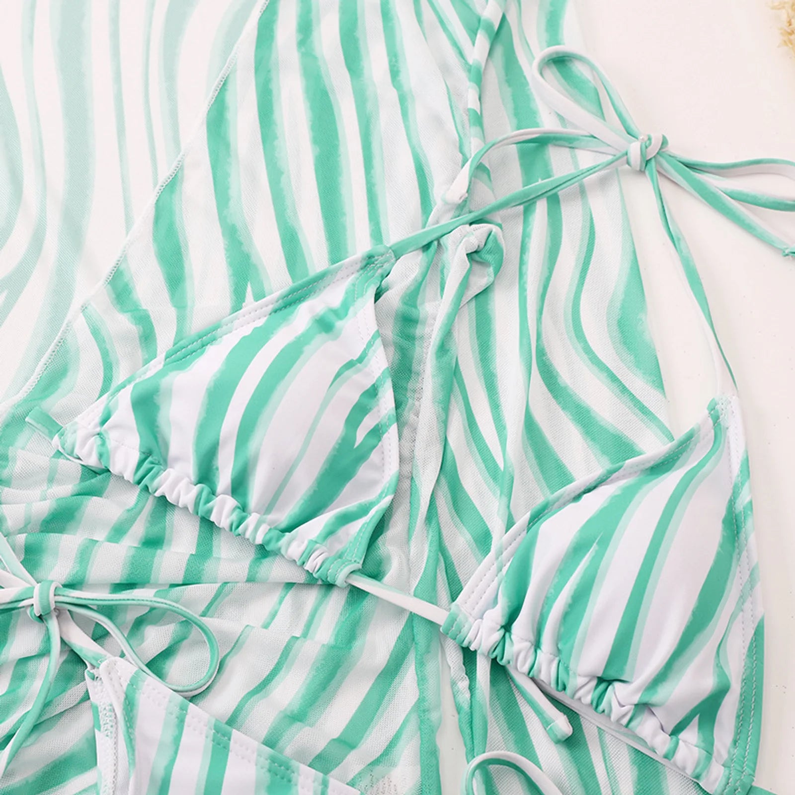 Tropic Mesh Aqua Stripe Swim Set — detail 1