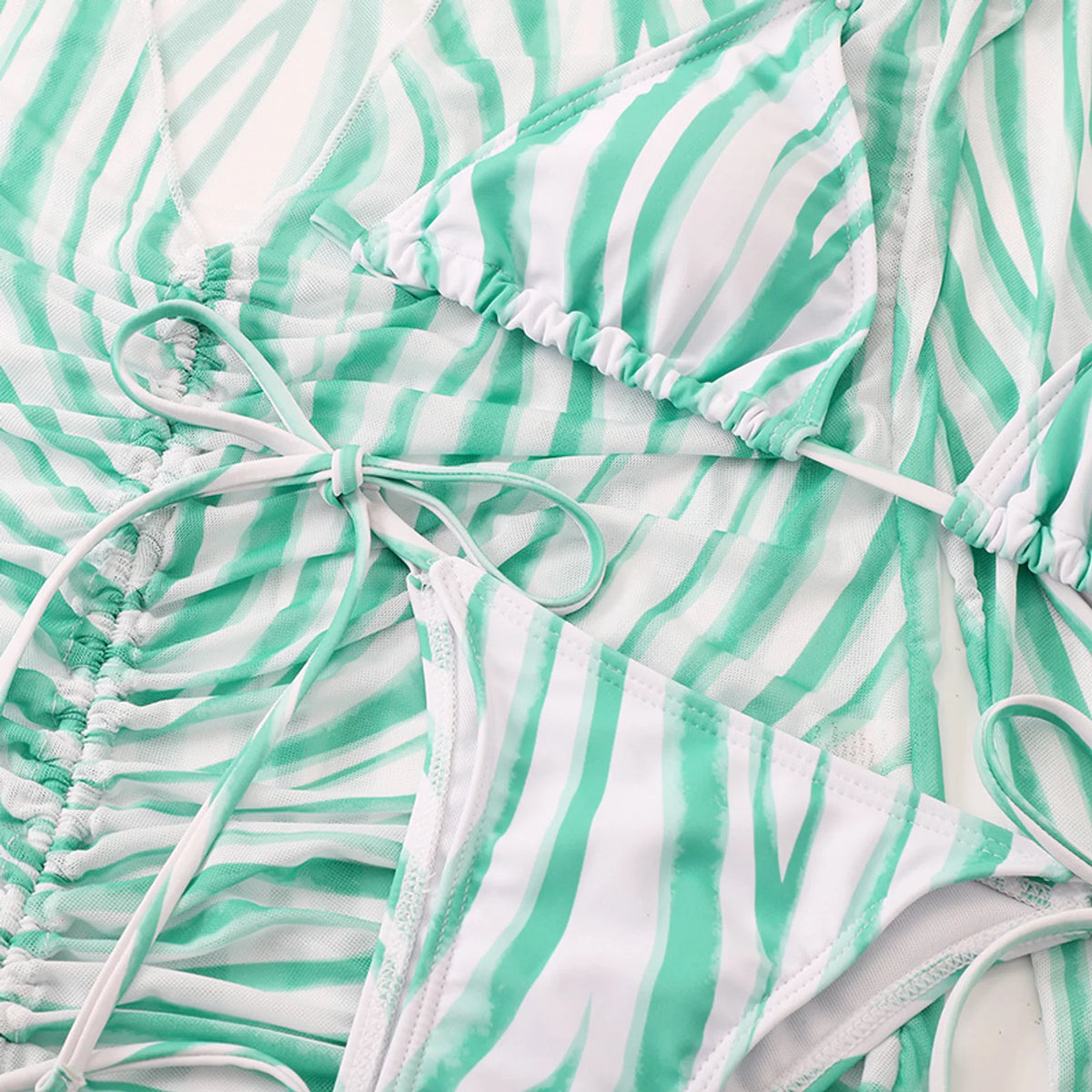 Tropic Mesh Aqua Stripe Swim Set — detail 3