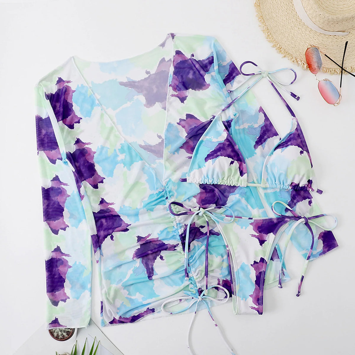 Tropic Mesh Watercolor Violet Swim Set — detail 1